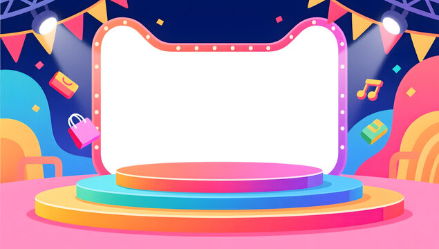 Colorful ecommerce product display platform background