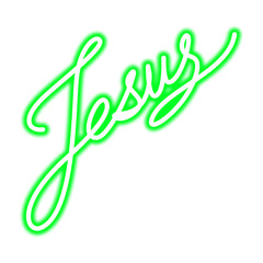 Obraz premium Hand-Drawn Jesus Writing Drawing Doodle | Neon Graphic Element