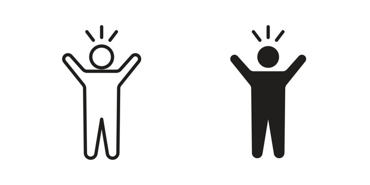 Self confidence icon line drawing. Minimalist style icons