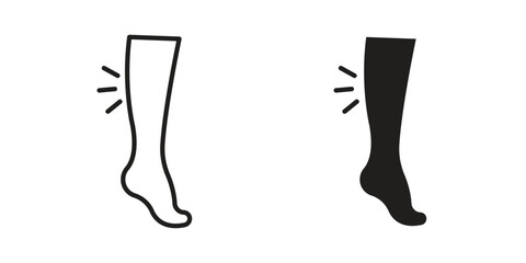 Shin pain icon line drawing. Minimalist style icons © Win