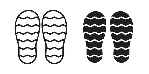 Fototapeta premium Shoe print icon line drawing. Minimalist style icons