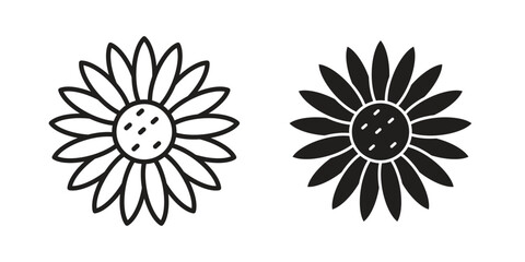 Obraz premium Sunflower icon line drawing. Minimalist style icons