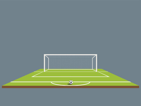 Soccer net and goalball, football field scene