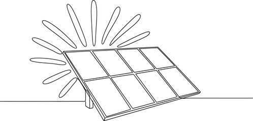 Solar Panel with Sunburst Illustration
