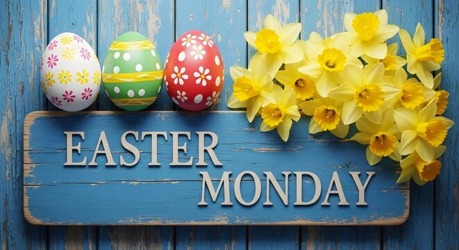 Easter monday decoration with eggs and flowers