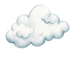 Fototapeta premium Cute watercolor cloud with soft blue shading