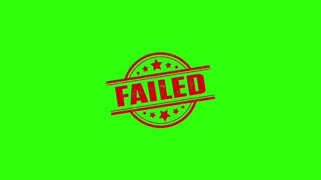 Round seal Failed Rubber Stamp Slide up to down animation. failed rubber stamp motion graphics. texture rubber stamp 4k video footage.