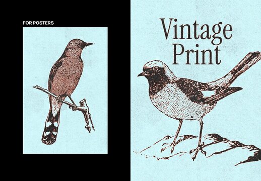 Vintage Printer Effect Mockup
