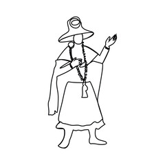 Fototapeta premium Inti raymi festival sun minimalist continuous line drawing illustration