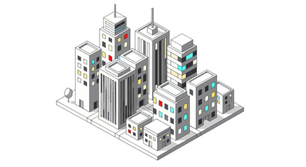Naklejka premium Cityscape with Modern Skyscrapers and Buildings.