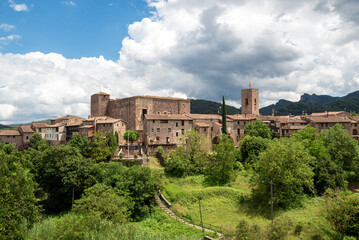 Fototapeta premium Santa Pau is a medieval municipality in the heart of La Garrotxa Volcanic Zone Natural Park, province of Girona, Catalonia, Spain