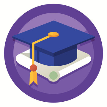 University graduation cap icon symbol for academic achievement