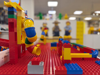 Naklejka premium Colorful toy building blocks with tube slide