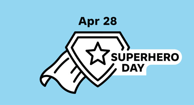 Superhero Day icon with cape and shield isolated on transparent background