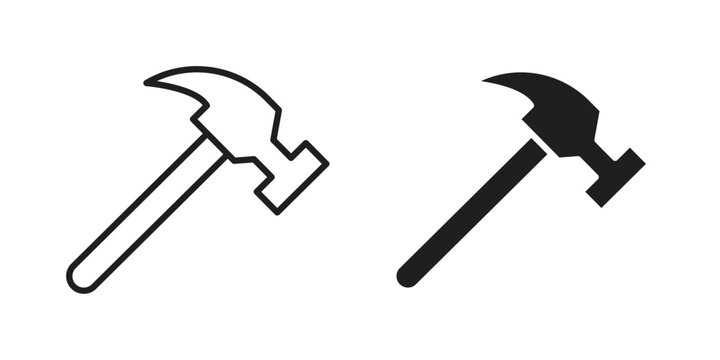 Hammer icon in line design. icon for website design, mobile app, ui