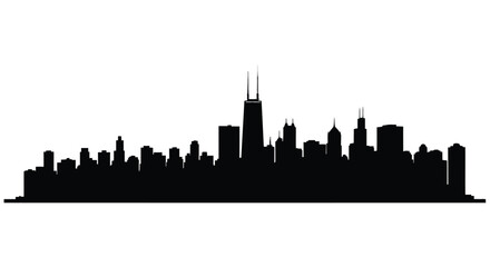 Obraz premium Black silhouette of a city skyline against a plain white background
