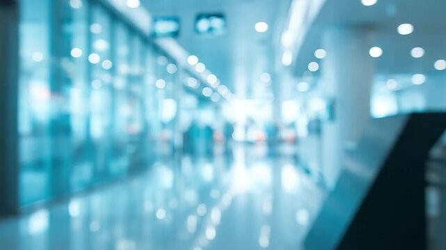 Abstract blur of a spacious modern building interior with bright lights