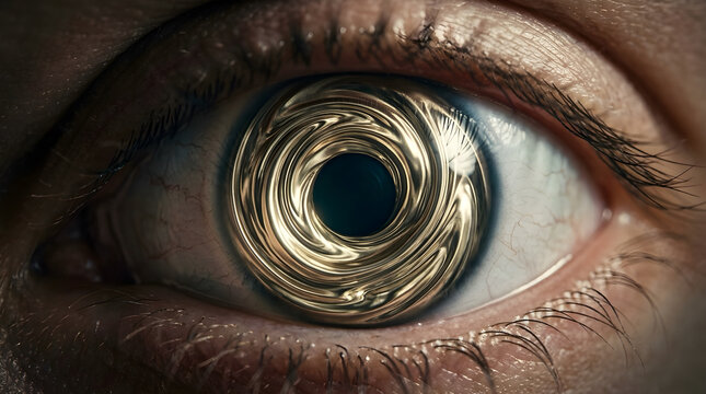 Swirling White Gold Iris Eye - Advanced Technology and Strategic Foresight Concept