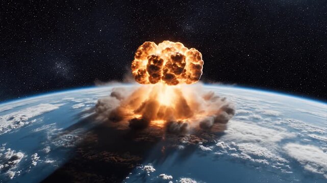 Photorealistic Meteor Atmospheric Entry and Cataclysmic Explosion
