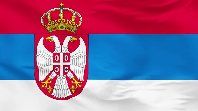 Serbian National Flag: The national flag of Serbia, a symbol of pride and identity. Featuring the distinctive tricolor design and coat of arms. 