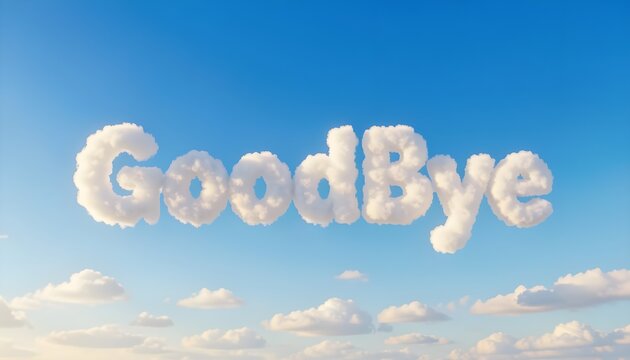 Word "Goodbye" formed by clouds in the sky