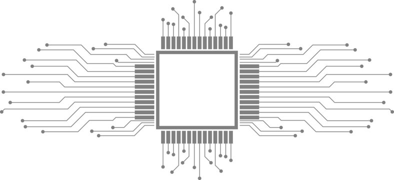 Microchip Processor Digital Circuit Technology Network Connection Vector Illustration