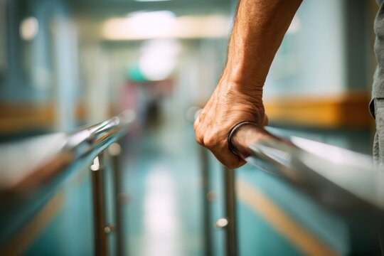 Grip on medical parallel bars for rehab