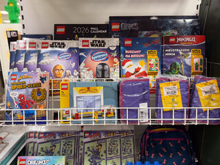 Fototapeta premium Lego-themed calendars and activity kits retail display