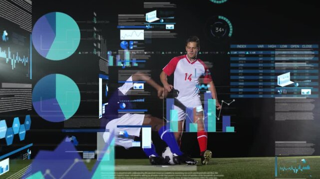 player14 dribbling blue defender sliding for ball stepping over helping HUD charts hiding it sports