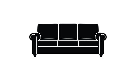 A black silhouette of a classic three seater sofa © MDSAJIB