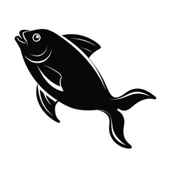 Obraz premium Swimming Salmon or Trout Black Graphic Illustration