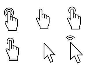 Fototapeta premium Computer mouse click hand cursor icons set
