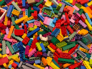 Naklejka premium Colorful pile of lego bricks