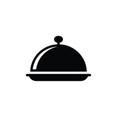 Fototapeta premium Food service cloche icon for business sectors and industry, black and white food service restaurant vector for hospitality industry