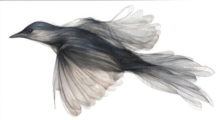 Fototapeta premium Elegant Silver Wire Art Depicting a Graceful Bird in Mid-Flight