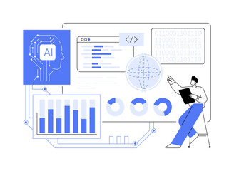 AI-Predictive AI-Enabled Quantum Compiler Optimization abstract concept vector illustration.