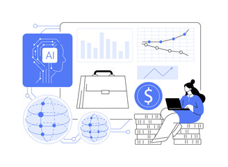 Fototapeta na wymiar AI-Automated Quantum Finance Portfolio Analysis abstract concept vector illustration.