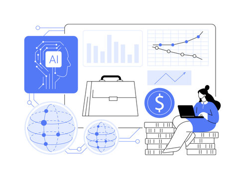 AI-Automated Quantum Finance Portfolio Analysis abstract concept vector illustration.