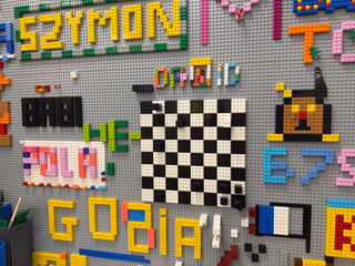 Naklejka premium Lego checkerboard wall art