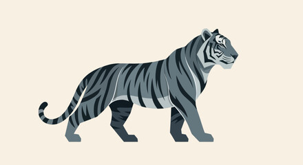 Obraz premium Gray Tiger Side Profile Illustration.