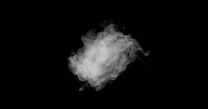 Super Slow Motion of White Smoke Texture Isolated on Black Background. Filmed on High Speed Cinema Camera, 500fps. VFX element for overlay.