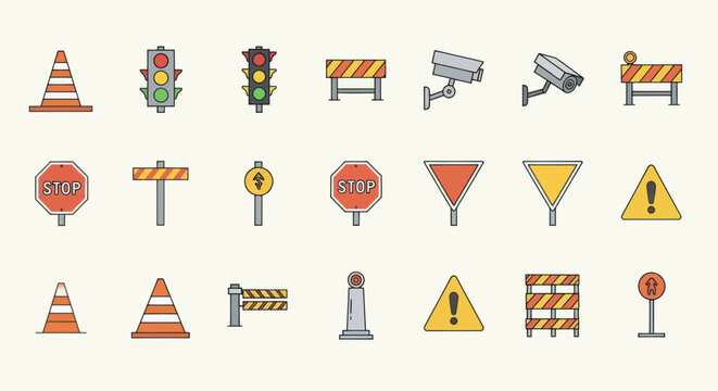 Road traffic signs and symbols.