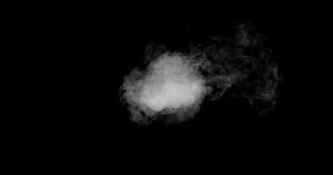 Super Slow Motion of White Smoke Texture Isolated on Black Background. Filmed on High Speed Cinema Camera, 500fps. VFX element for overlay.