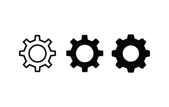 Settings icon. Gear icon set. Gear Settings symbol, cogwheel.