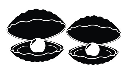 A striking black and white illustration depicts two open seashells each containing a single luminous pearl within high quality professional detailed © ArtBySalea07
