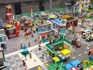 Naklejka premium Colorful lego city diorama