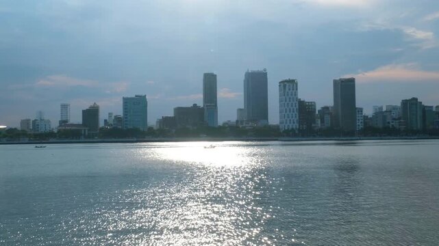 Da Nang, Vietnam Da Nang city at sunset which is a very famous destination for tourists. High quality 4k footage
