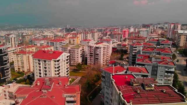 Aerial Drone View of Yildirim District Cityscape in Bursa
