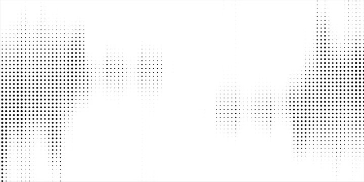 Minimalist abstract background featuring a world map created with halftone dot pattern in black and white.eps10