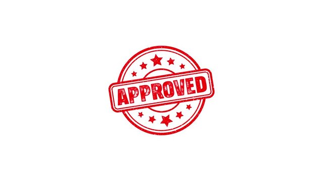 Round seal Approved Rubber Stamp Slide up to down animation. approved rubber stamp motion graphics. texture rubber stamp 4k video footage.